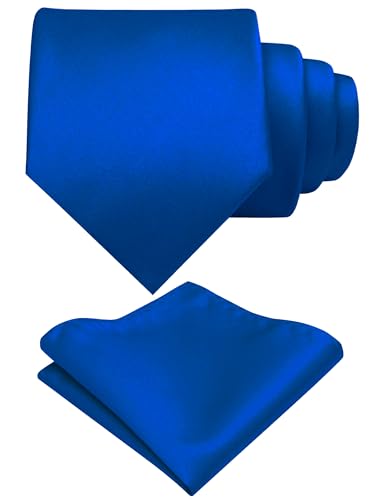 Image of RBOCOTT Solid Color Tie and Pocket Square Hankerchief with Lapel Pin Set for Men