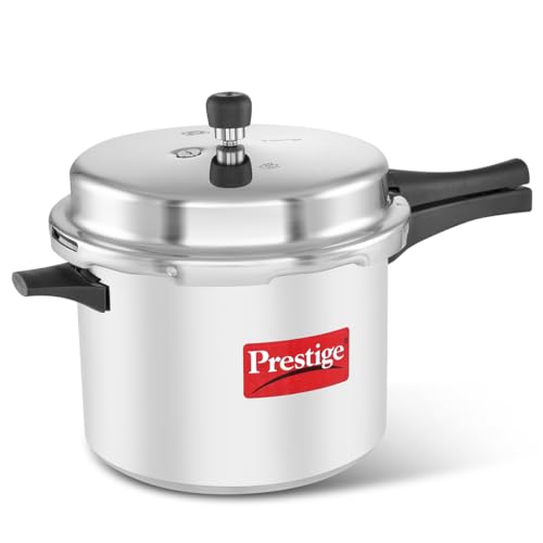 Image of Prestige Popular Plus Induction Base Aluminium Outer Lid Pressure Cooker, 10 Litres, Silver, 10 Liter