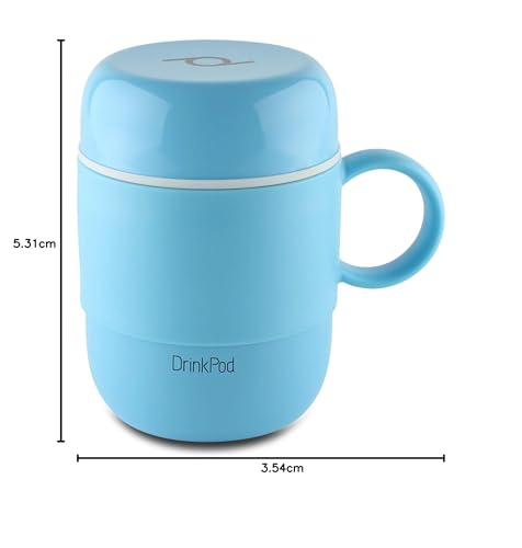 Drink Pod Vacuum Insulated Travel Mug, Stainless Steel, Blue, 280ml