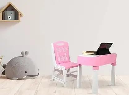 Adjustable Study Table & Chair Set with Small Box Space Plastic Study Table