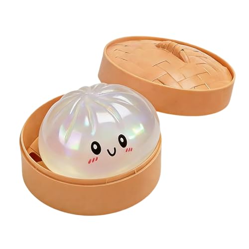 Aebtoe Dumplings Squishy Stress Relief Toy, Fidget Ball, Soft Squeeze Bao Bun with Steamer Box, Slow Rising Fidget Ball for Adults