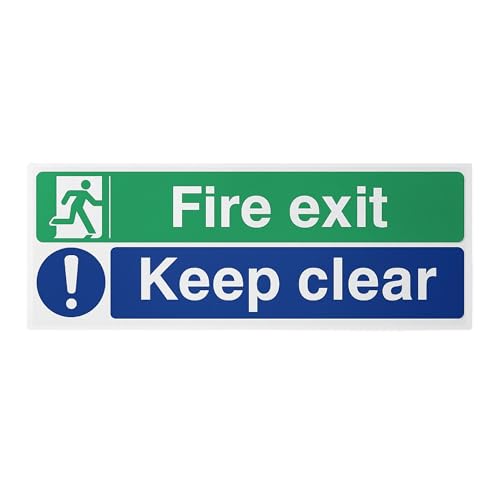 Panneau Fire Exit Keep Clear de sécurité en plastique rigide 600x200 mm