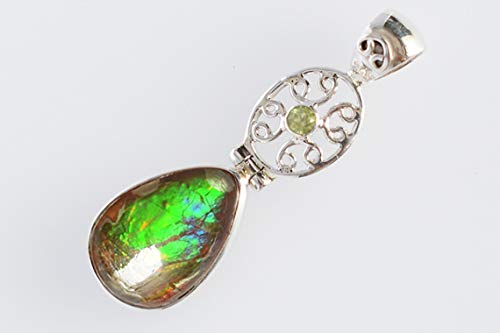 Pendentif ammolite vert pour femme en argent, le cadeau idéal et symbolique - 3