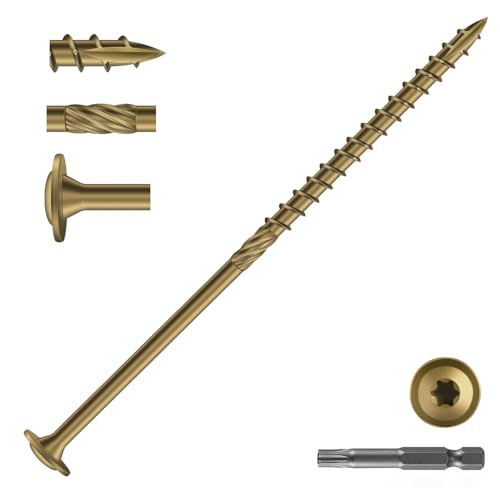 Image of #14 x 6 Inch Lag Screws (21Pcs) 1lb. Structural Wood Screw, Bronze, Carbon Steel, Washer Head, Rust Resistant epoxy Coated, T30 Star Bit