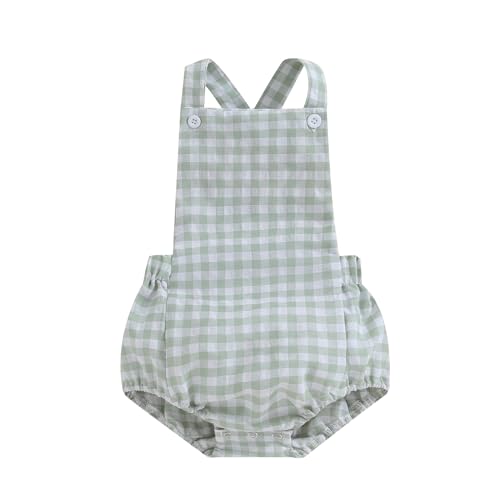 Image of doublebabyjoy Newborn Baby 1 Piece Summer Romper Baby Girl Boy Solid Color Jumpsuit Sleeveless Backless Overalls Outfits