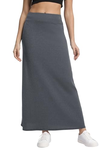 Urban CoCo Women's High Waist A-Line Maxi Skirt Comfy Ribbed Knit...