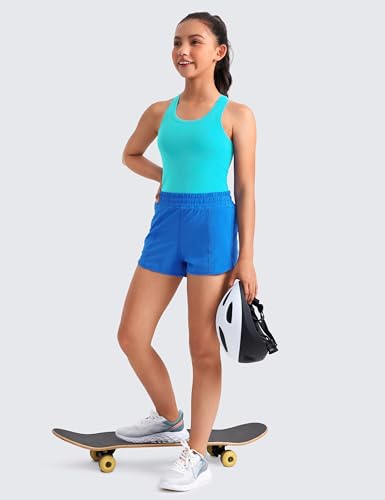 Image of CRZ YOGA Girls Butterluxe Racerback Tank Top | Dance, Extremely Soft, Tight Fit, Waist Length, Scoop Neck, Athletic, Sleeveless Shirts for Teen