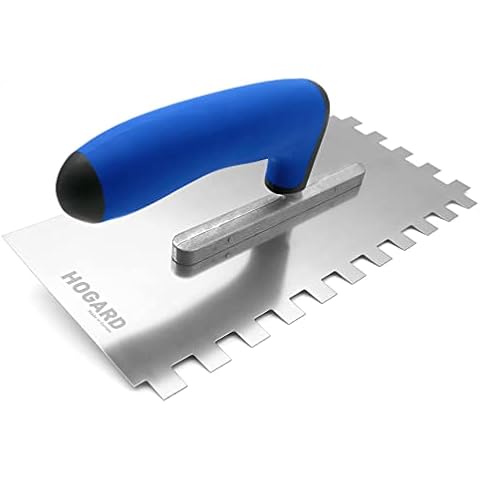 HOGARD Tile Trowel 0.5" x 0.5" | Best Stainless Steel Square Notched Trowel | Toothed Smoothing Tool. Cover