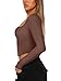 REORIA Womens Sexy Casual Square Neck Long Sleeve Backless Shirts Y2K Trendy Going Out Concert Outfits Boned Bustier Corset Crop Top Coffee Large