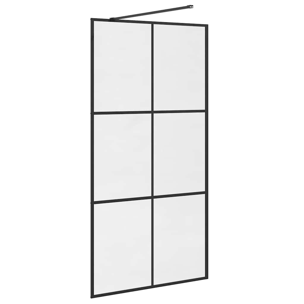 Mampara de ducha de cristal templado transparente de 100 x 195 cm, pared lateral con marco de aluminio, cristal de seguridad de 5 mm, perfil ajustable, antisalpicaduras para baño moderno