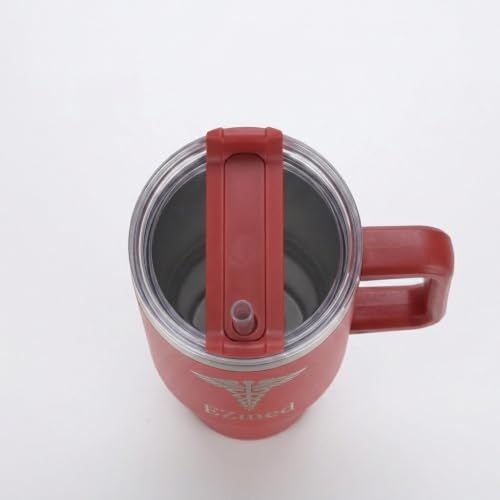 EZmed 40oz Stainless Steel Tumbler with Handle, Insulated Travel Mug with Straw Lid, Red by EZMEDWEAR - Used condition - Image 2