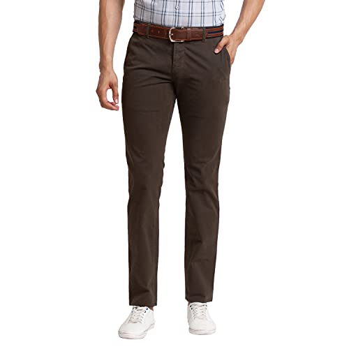 Image of Parx Men's Cotton Blend Solid Pattern Low Rise Tapered Fit Flat Front Casual Trouser