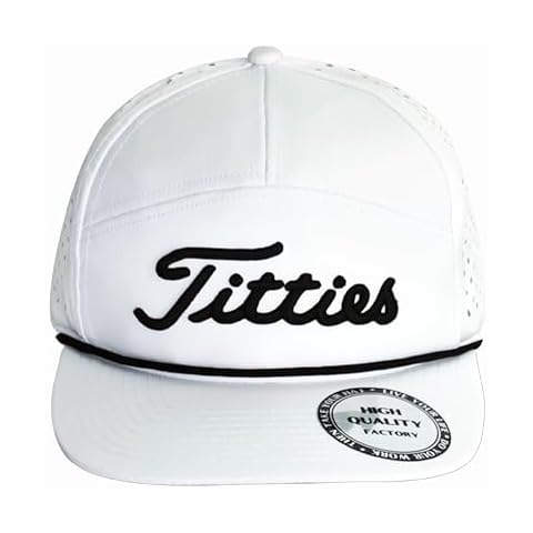 Funny Tittiess Golf Hats Flat Bill for Men Women,Titties Golf Gifts Baseball Cap for Adults Humor,White 5 Cover