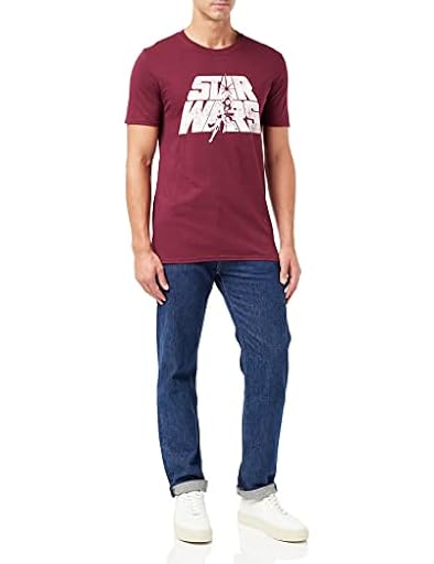 Star Wars Camiseta con Logo Retro Hombre, roja (Azul Burdeos), Talla S UK | Ya disponible en tu tienda friki favorita! En mundofriki.es!