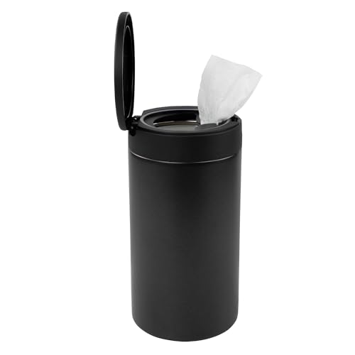 Spectrum Disinfecting Wipes Container Refillable Stainless Steel Wipe Holder for Bathroom Kitchen School Classroom Reusable Push Button Wet Wipe Dispenser for Disinfect Cleaning Countertop Black