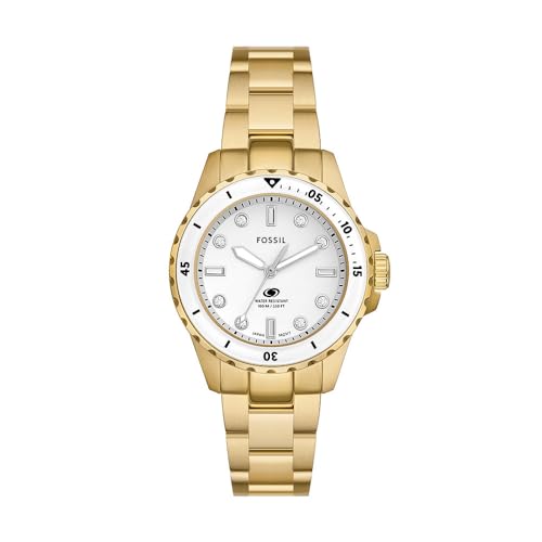 Montre BlueDive Fossil femme en acier inoxydable avec lunette rotative