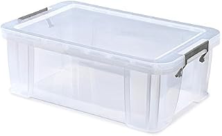 Whitefurze Allstore Container with Silver Clamp, Plastic, Natural, 15 Litre