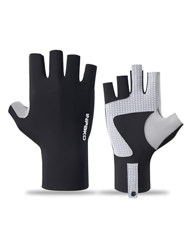 Fishing Gloves, Lightweight Non-Slip Fingerless Gloves,Hook Loop, UPF 50+ Sun Protection,for Unisex Fishing