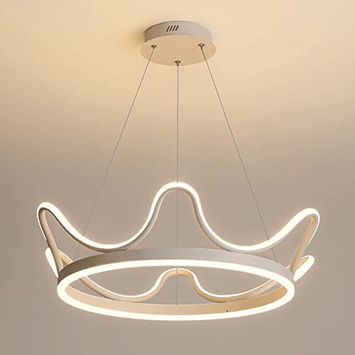 Lustre couronne blanche LED pour chambre de princesse magique et salle à manger