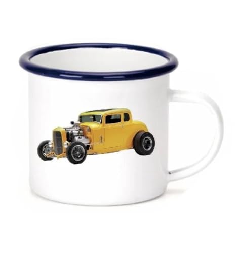 hotrodspirit - mug émail Hot Rod highboy Jaune Tasse emaillée 2 Logos