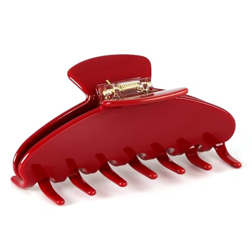Red Hair Clips for Women Medium Claw Clips for Thick Hair 4 Inch Durable Acetate Hair Claw Clips Barrettes for Curl Long Hair Woman Adult Cute Cherry Color