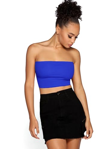 Crop Tube femme bleu marine en jersey de coton taille M stretch