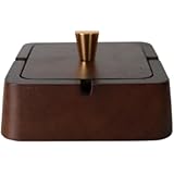 SLLS 無垢材灰皿 蓋付き 高級 木製 おしゃれ ホームオフィス リビングルーム用 創造的装飾品 丸型・角型 選択可 (B) [並行輸入品]