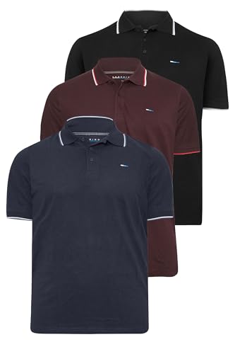 BadRhino Big & Tall 3 Pack Core Essential Everyday Tee Classic Collar Short Sleeve Polo Shirt Top - Men's Golf Longer Length 100% Cotton Multipack - M to 8XL Blue 7-8XL