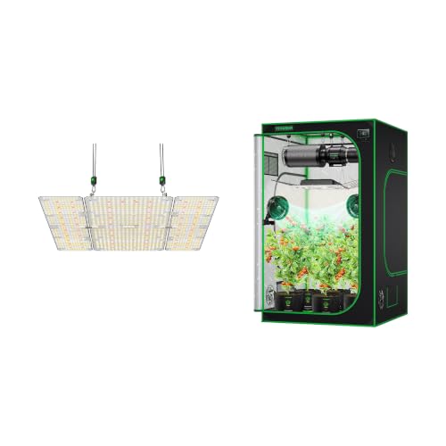Image of VIVOSUN LumaLight 400W LED Grow Light, Full Spectrum Plant Light and S448 4x4 Grow Tent 48 inchx48 inchx80 inch Mylar Tent for Indoor Plants