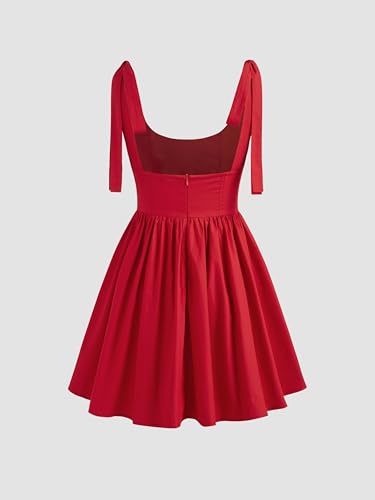 CIDER Mini Dress for Women Dresses Women Party Dresses Scoop Neck Sleeveless Ruffle Knotted Short Dress4