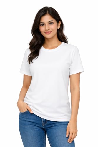 Image of Hangout Hub HH95 Tshirt for Womens | Regular Fit | Super Combed Cotton Women T-Shirt | Solid Plain Tees | Round Neck T Shirt | Half | Pack of 2 | 3 | 4 | 5 | 6