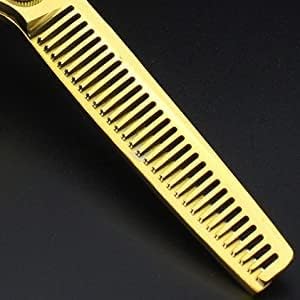 Miniatura 6 de Juego de tijeras de peluquería profesional de 6 pulgadas, cortapeloscortapelos de acero inoxidable familiar (juego dorado de 6 pulgadas)