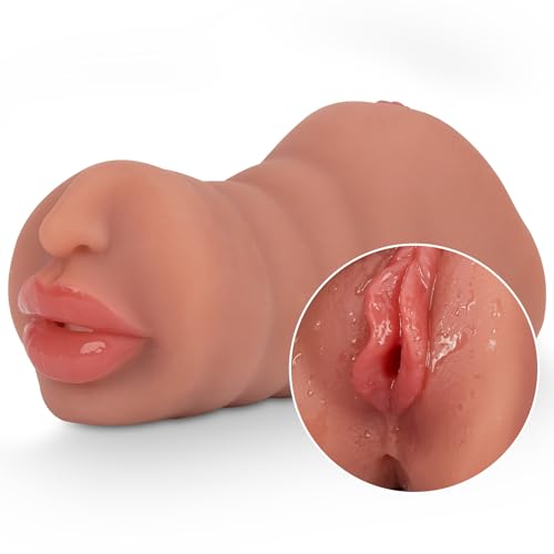 3 in 1 Pocket Pussy, Deep Throat Blowjob Stroker with Teeth&Tongue, Realistic Pocket Pussies with 3D Realistic Textured Vagina & Tight Anus, Oral Adult Sex Toys for Men Masturbation LEOSUMMER