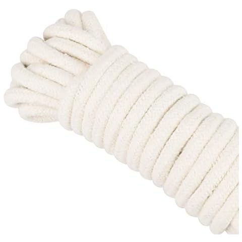 Enenes Craft Rope 8MM Braided Rope Cotton Rope 32 Feet Clothesline All Purpose Braided Cord for DIY Rope Basket/Mat as Candle Replacement Wick Self Watering Rope for Potted Plants (8, 32 Feet) Cover