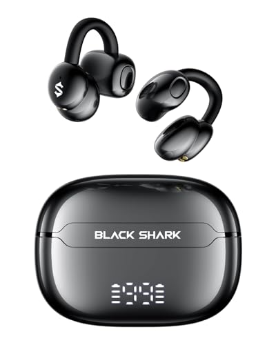 Black Shark Auriculares de clip, auriculares abiertos, modos duales de música y juego, 5 g, ligero y diseño de pantalla digital, llamadas DNN claras, tiempo de reproducción de 50 horas, ajuste cómodo