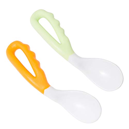 BSTOB 2 pièces Nourrissons cuillères pliées, bébé Nourrisson Auto-Nouveau-nés Alimentation Couverts cuillère de Formation créative courbée tordue bébé cuillères Cover