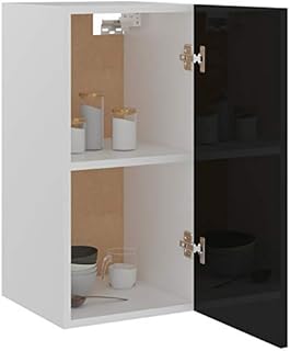 Tidyard Kitchen Cabinet Wall Cabinets Unit Storage Organizer Furniture High Gloss Black 29.5x31x60 cm Chipboard