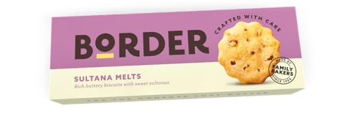 Border Biscuit Sultana Melts - Made with Real Butter & Sultanas - Deliciously Buttery Biscuits - Perfect Food Gift for Biscuit Lovers - Pack of 12 x 135g