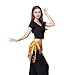Belly Dance Hip Scarf Sequin Tassel Performance Outfits Sparkly Fringe Skirt Wrap Halloween Costume Party Rave Festival Rave Skirt for Women and Girls, Orange