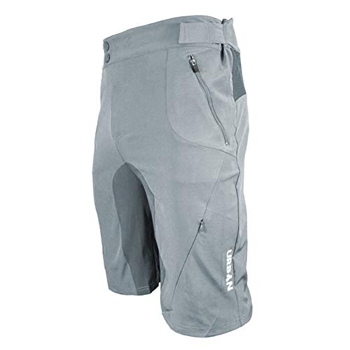 Urban Cycling Apparel Flex MTB Trail Shorts - Soft Shell Mountain Bike Shorts with Zip Pockets and Vents Gray
