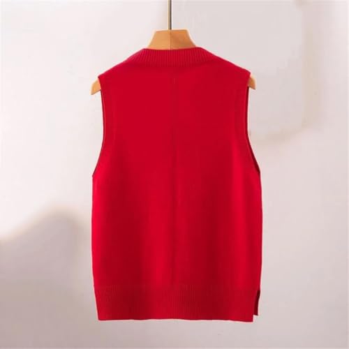 Chaleco de punto de invierno para mujer cálido y suave con cuello en V 2