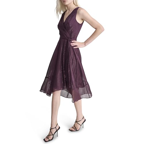 Image of DKNY Women's Sleeveless Tie Fit & Flare Midi Dress