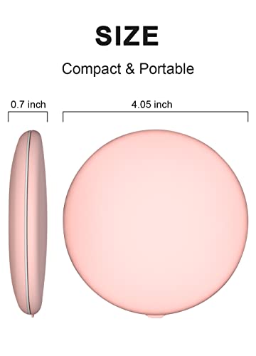 Led Lighted Compact Mirror, 1X/5X Magnification Sensing Lighting Travel Makeup Mirror, 4.05 Inch Brightness Adjustable Handheld 2-Sided Mirror, Folding Travel Mirror For Handbag, Purse, Pocket, Pink #TOP2