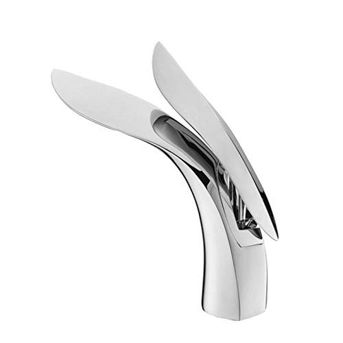 GALSOR Brass Faucet, Single Handle Single Hole Bathroom Sink Faucet, Washbasin Hot and Cold Retro Mixer Tap, Basin Faucet Unique Arc Angled Design,D (Color : C)