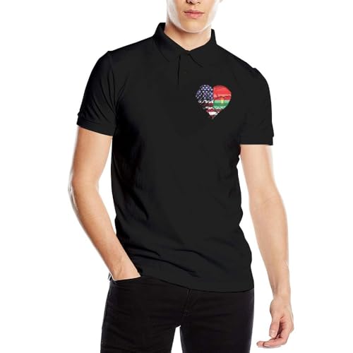 Listado y reviews de Jersey camisa Top diez. 33 Burkina Faso - Polo de manga corta para hombre, diseño de bandera de Estados Unidos, Negro, Small