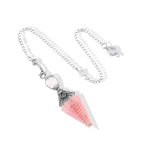 fKiZanthene   Colgante de cuarzo rosa, resina y piedras naturales, estilo péndulo decorativo para llevar meditar y accesorios diarios