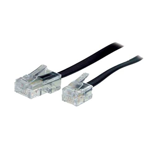 S-Conn 3m RJ11 - RJ45 cavo telefonico Nero, Trasparente