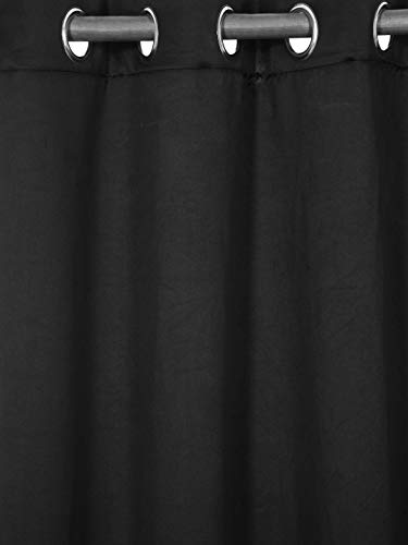 Image of Home Sizzler 1 Piece 100% Blackout Eyelet Polyester Door Curtain, 7ft, Black