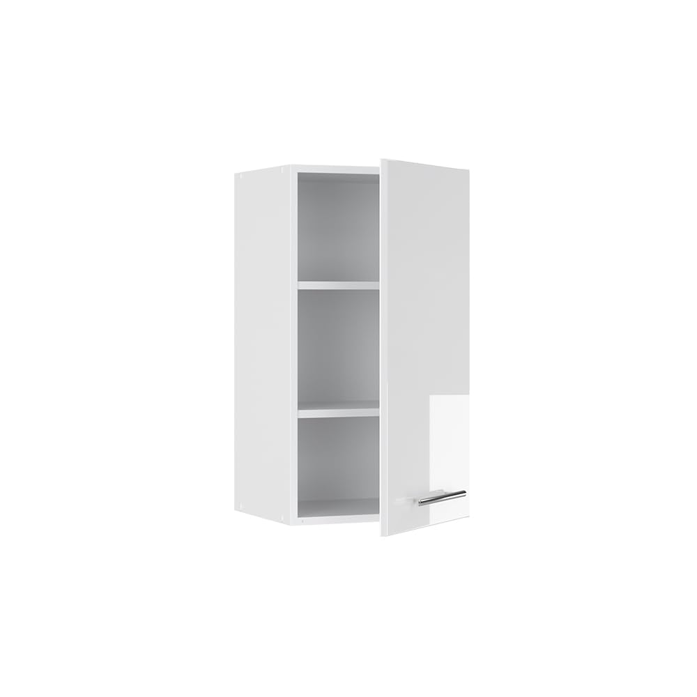 Vicco Hoek hangkast R-Line, Zwart hoogglans/Wit, 57 cm | Zwart