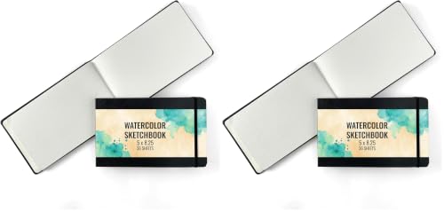 Image of ArtSkills Watercolor Journal for Painting, 200 GSM Sketchbook with Watercolor Paper, 36 5 inch x 8.25 inch Sheets (Pack of 2)